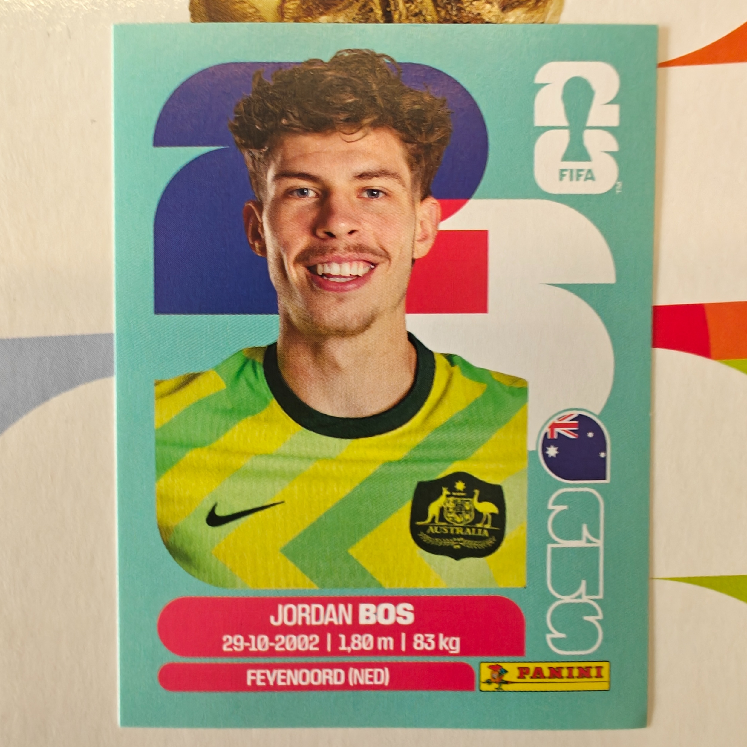 AUS6 - Australia - Jordan Bos - FIFA World Cup 2026™ - Panini Sticker