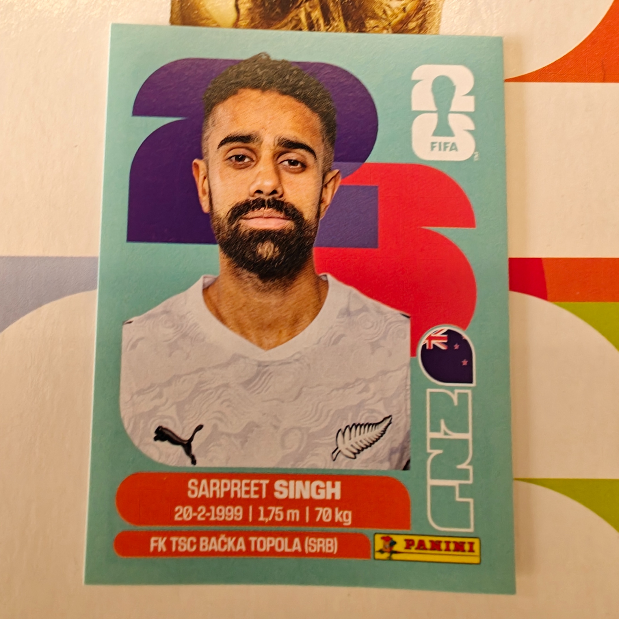 NZL11 - New Zealand - Sarpreet Singh - FIFA World Cup 2026™ - Panini Sticker
