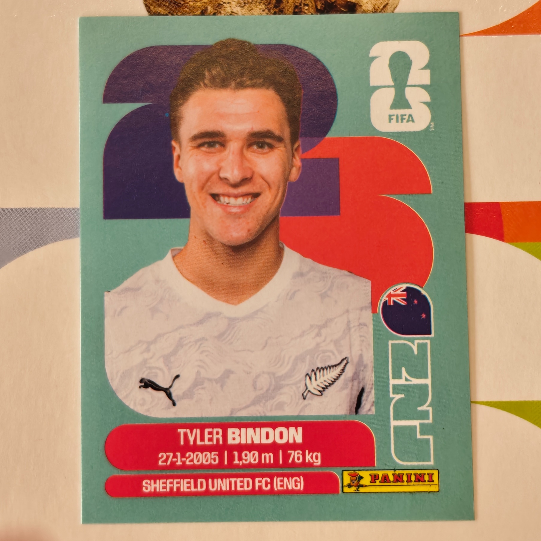 NZL7 - New Zealand - Tyler Bindon - FIFA World Cup 2026™ - Panini Sticker
