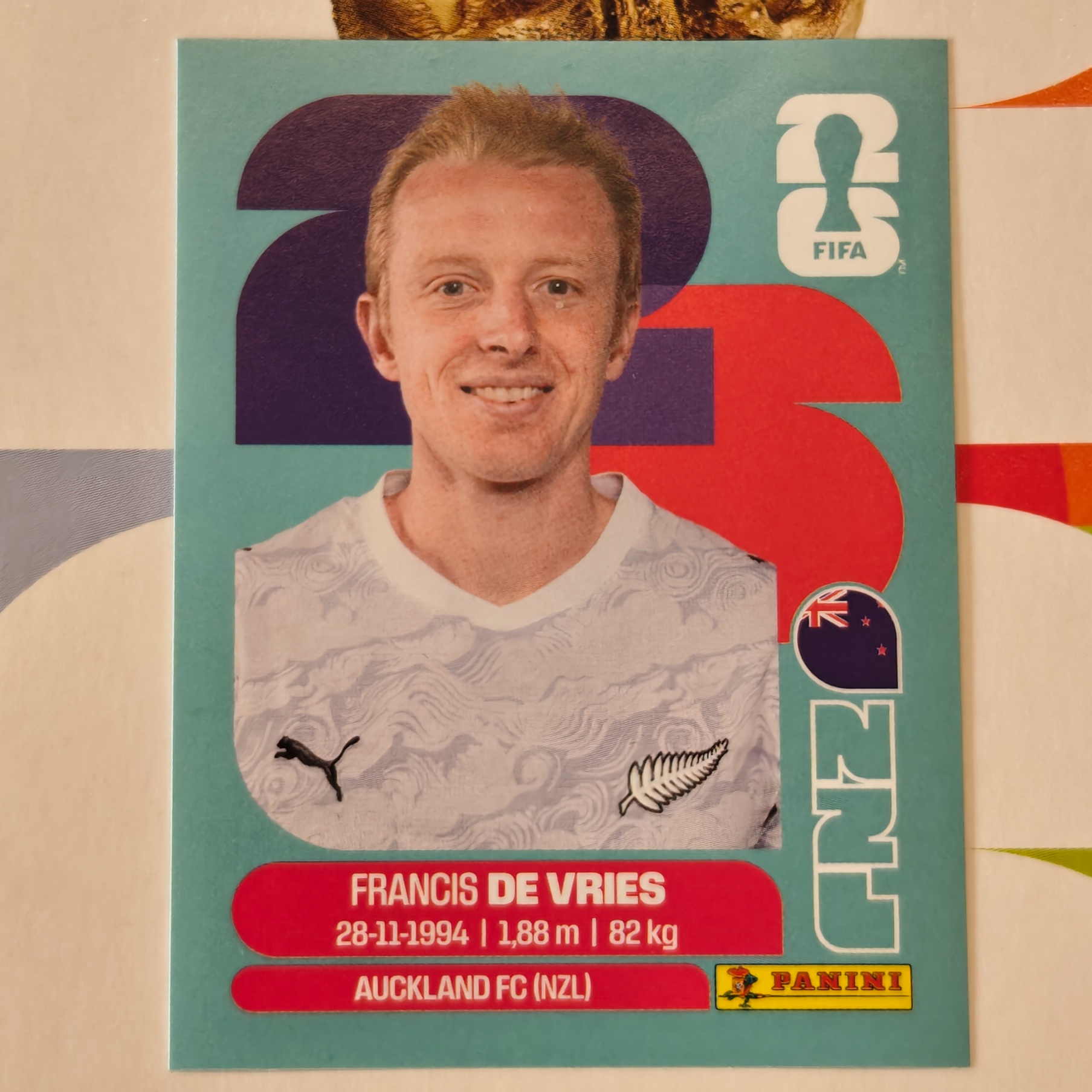 NZL8 - New Zealand - Francis de Vries - FIFA World Cup 2026™ - Panini Sticker