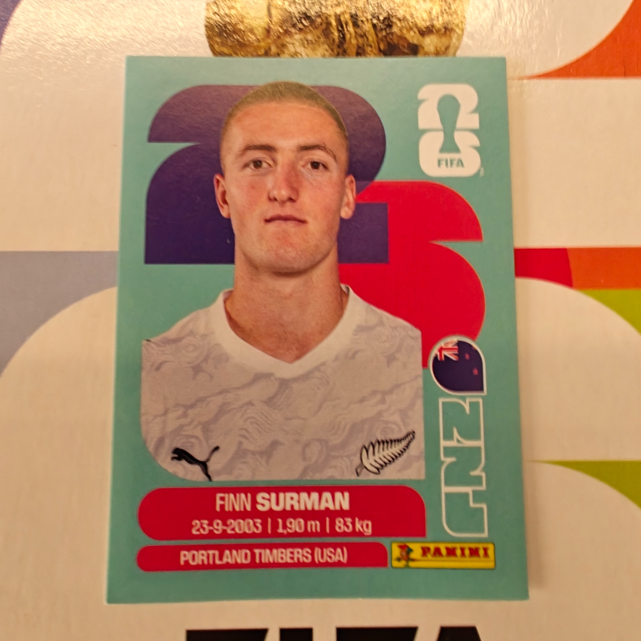 NZL9 - New Zealand - Finn Surman - FIFA World Cup 2026™ - Panini Sticker